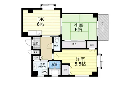 ソレイユK(2DK/3階)の間取り写真