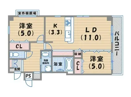 コンフォートプレイス(2LDK/1階)の間取り写真