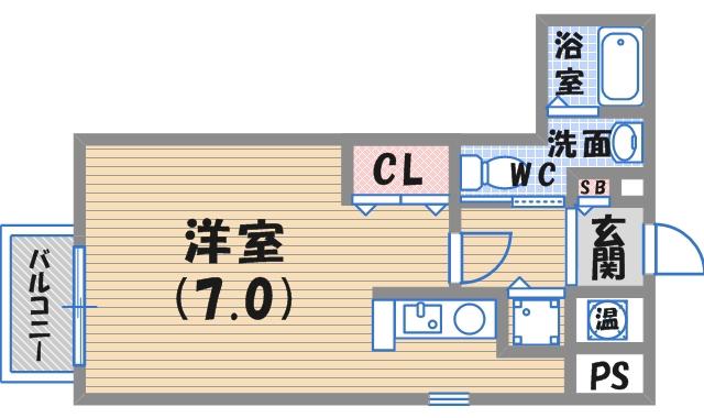 リタコート(ワンルーム/1階)の間取り写真