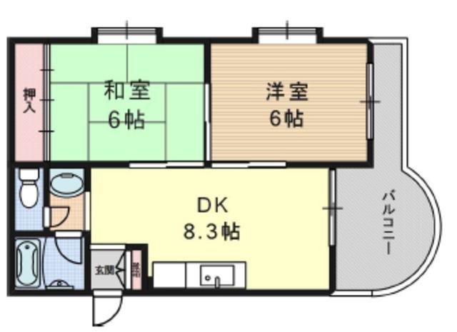 第2庭園ハイツ(2DK/2階)の間取り写真