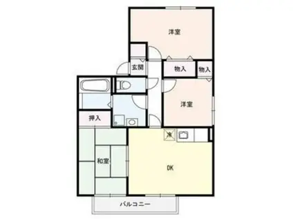 大関満地谷ハイツ(2LDK/2階)の間取り写真