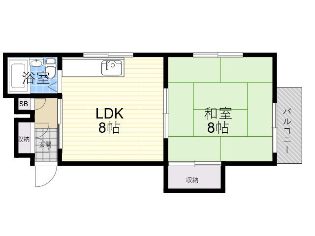 サニーハウス(1LDK/2階)の間取り写真