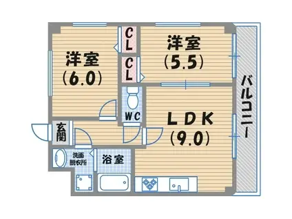 ウィナーズハウス(2DK/4階)の間取り写真
