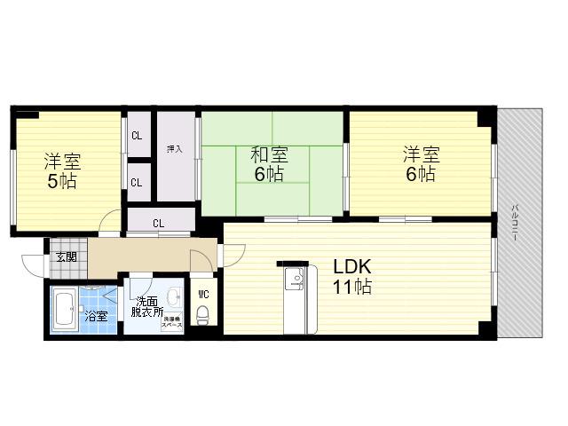 ヴェルドミール カミロク(3LDK/3階)の間取り写真
