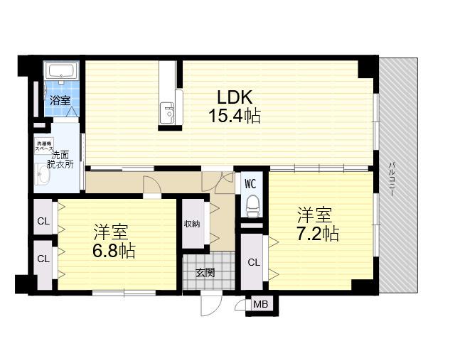 ドムストリア(2LDK/4階)の間取り写真