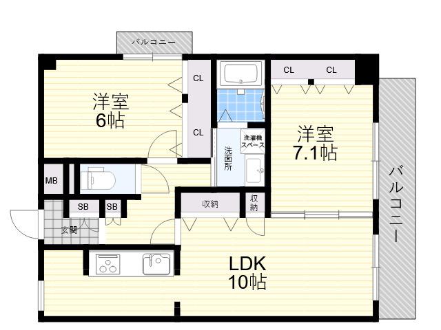 ドムストリア(2LDK/2階)の間取り写真