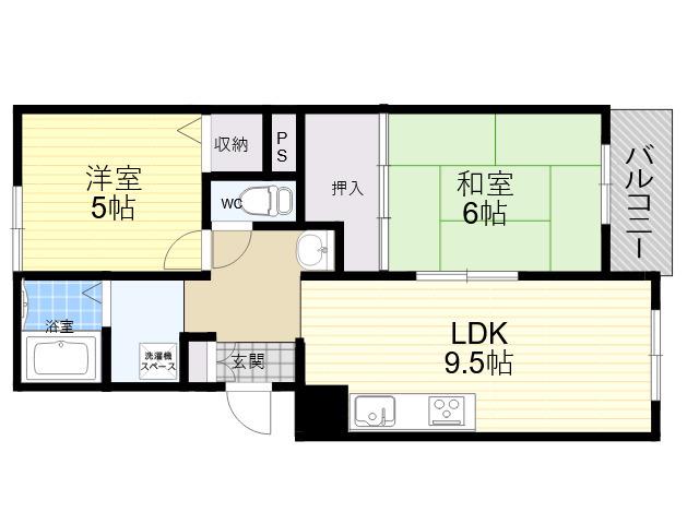 トリヴァンベール田中(2LDK/2階)の間取り写真