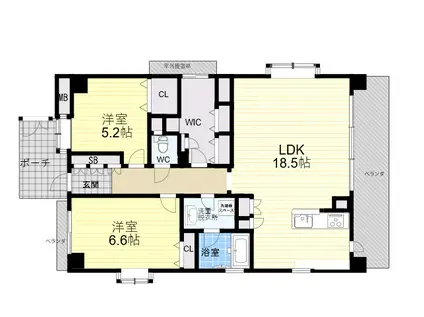 ルネ苦楽園(2SLDK/3階)の間取り写真