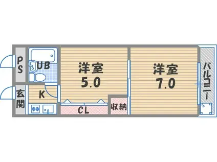 アルカディアマーユ(2K/1階)の間取り写真