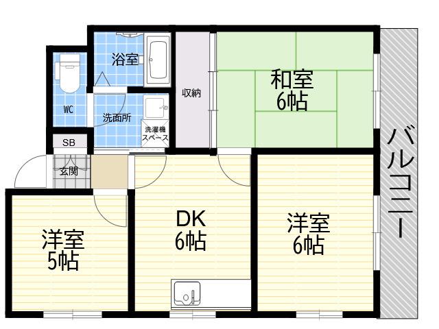 ベルメゾン香枦園(3DK/2階)の間取り写真
