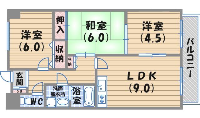 メゾン共栄(3LDK/3階)の間取り写真