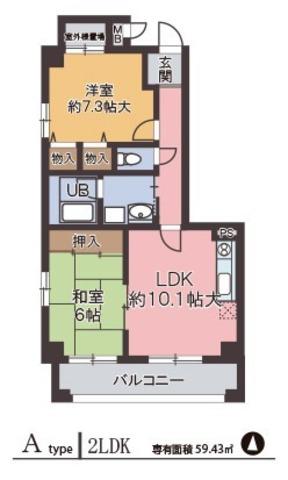 ドゥ・レーヴ(2LDK/1階)の間取り写真