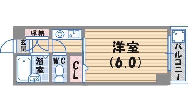 エトールⅦ(ワンルーム/3階)の間取り写真