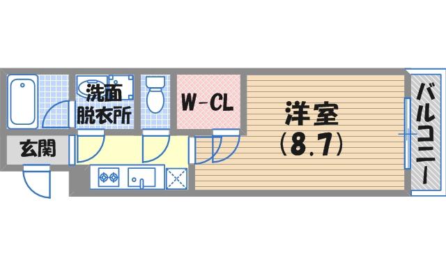 フジパレス夙川江上町(1K/3階)の間取り写真