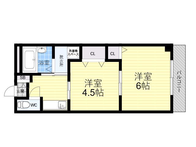 FM城ヶ堀(2K/3階)の間取り写真
