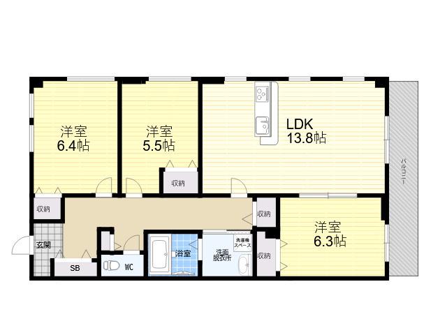 エフティー西宮北口A棟(3LDK/3階)の間取り写真