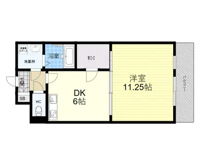 グレース門戸荘Ⅱ(1DK/5階)の間取り写真