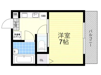 カネシマハイツ(1K/2階)の間取り写真