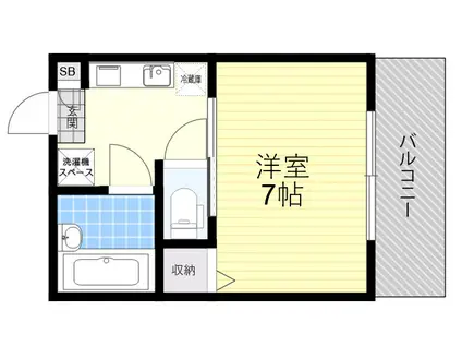 カネシマハイツ(1K/1階)の間取り写真