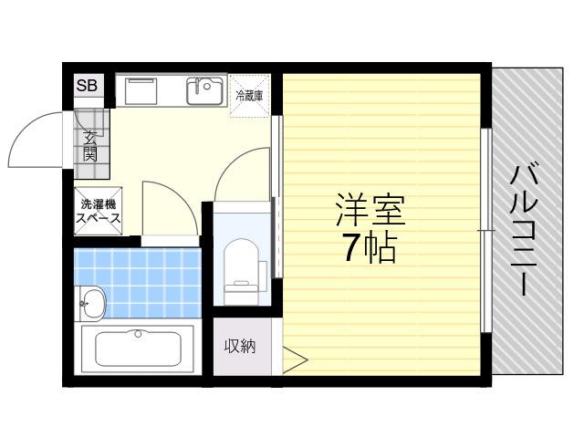 カネシマハイツ(1K/2階)の間取り写真
