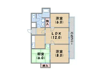 ラフォーレ夙川(3LDK/3階)の間取り写真