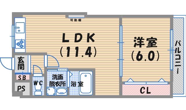 高橋マンション(1LDK/3階)の間取り写真