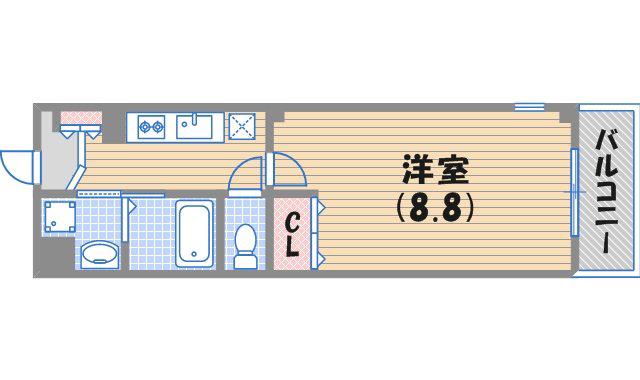 ブリーゼ甲子園(1K/3階)の間取り写真