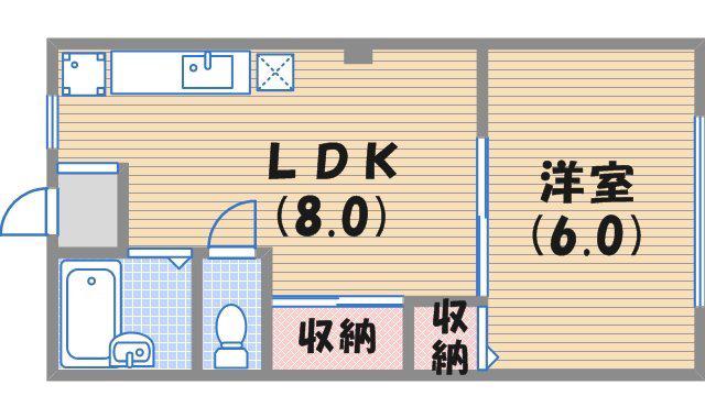 藤本マンション(1LDK/2階)の間取り写真