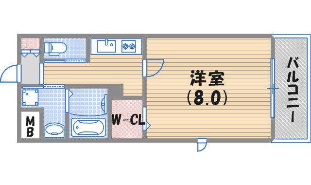 ブルーリーフ2(1K/1階)の間取り写真