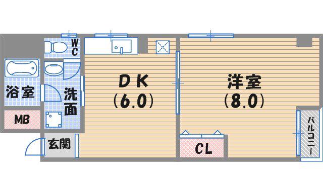 タートルビルⅢ(1DK/3階)の間取り写真