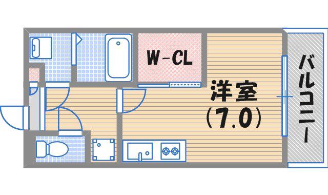 ルミネ甲東園(1K/1階)の間取り写真
