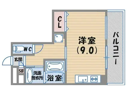 ルミネ甲東園(1K/3階)の間取り写真