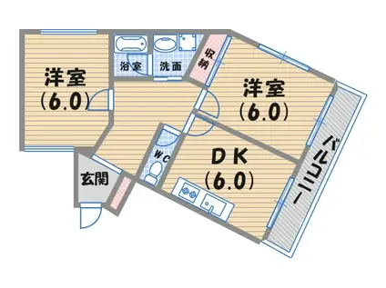 エクセル上甲子園(2DK/3階)の間取り写真