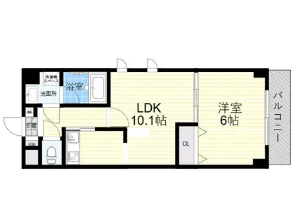 パルシオ甲東園(1LDK/3階)の間取り写真