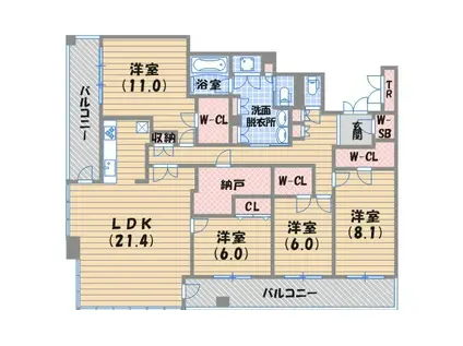 ジオタワー西宮北口(4LDK/25階)の間取り写真