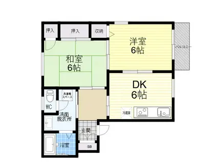 チェリーハイツ(2DK/2階)の間取り写真