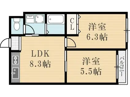 サンベールハイツ(2LDK/1階)の間取り写真