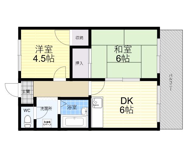 レークヒルI(2DK/2階)の間取り写真