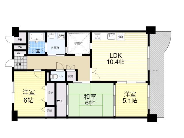 KDXレジデンス夙川ヒルズ 3番館(3LDK/3階)の間取り写真