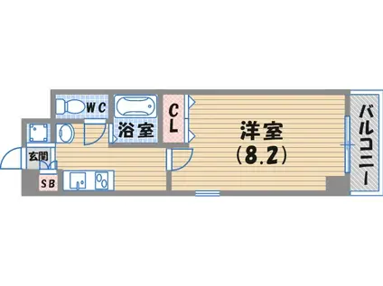 ラ・フォンテ甲東園(1K/6階)の間取り写真
