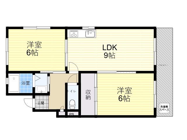 セジュール甲東Ⅰ(2LDK/2階)の間取り写真