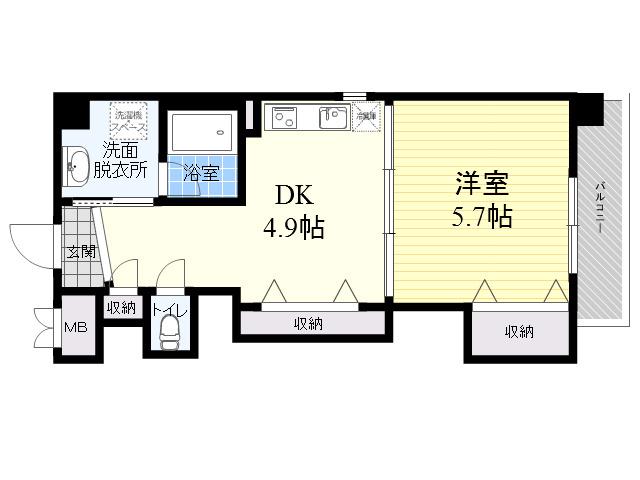 西宮ノースハイツ(1DK/2階)の間取り写真
