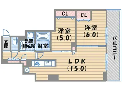 プレミスト西宮北口(2LDK/3階)の間取り写真