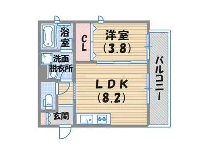 PINO甲東園(1LDK/3階)の間取り写真