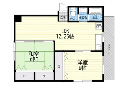 広田マンション(2LDK/3階)の間取り写真