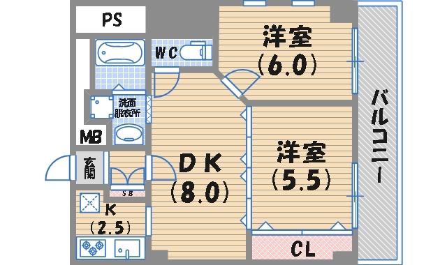 リーストラクチャー西宮北口(2LDK/3階)の間取り写真