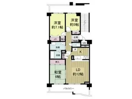 KDXレジデンス夙川ヒルズ 5番館(3LDK/2階)の間取り写真