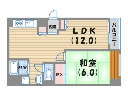 松園ハイツ(1LDK/4階)の間取り写真