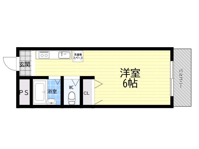 ガーデンパーティ西宮北口(ワンルーム/1階)の間取り写真
