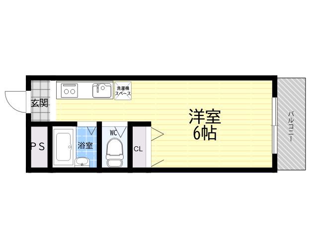 ガーデンパーティ西宮北口(ワンルーム/1階)の間取り写真